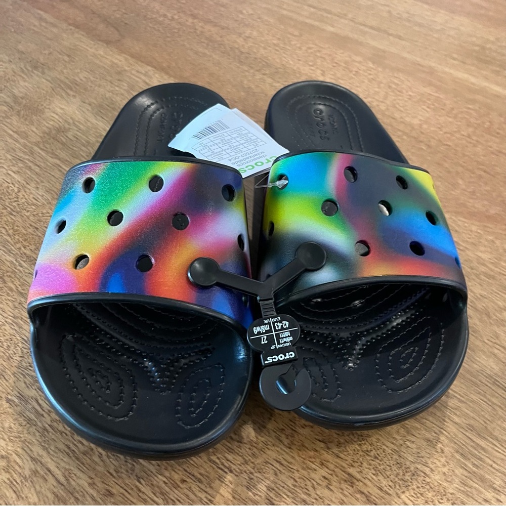 CROCS Classic Solarized Slides Men's 9 / W 11 Slide Sandals Black Flip Flop New - Picture 3 of 5